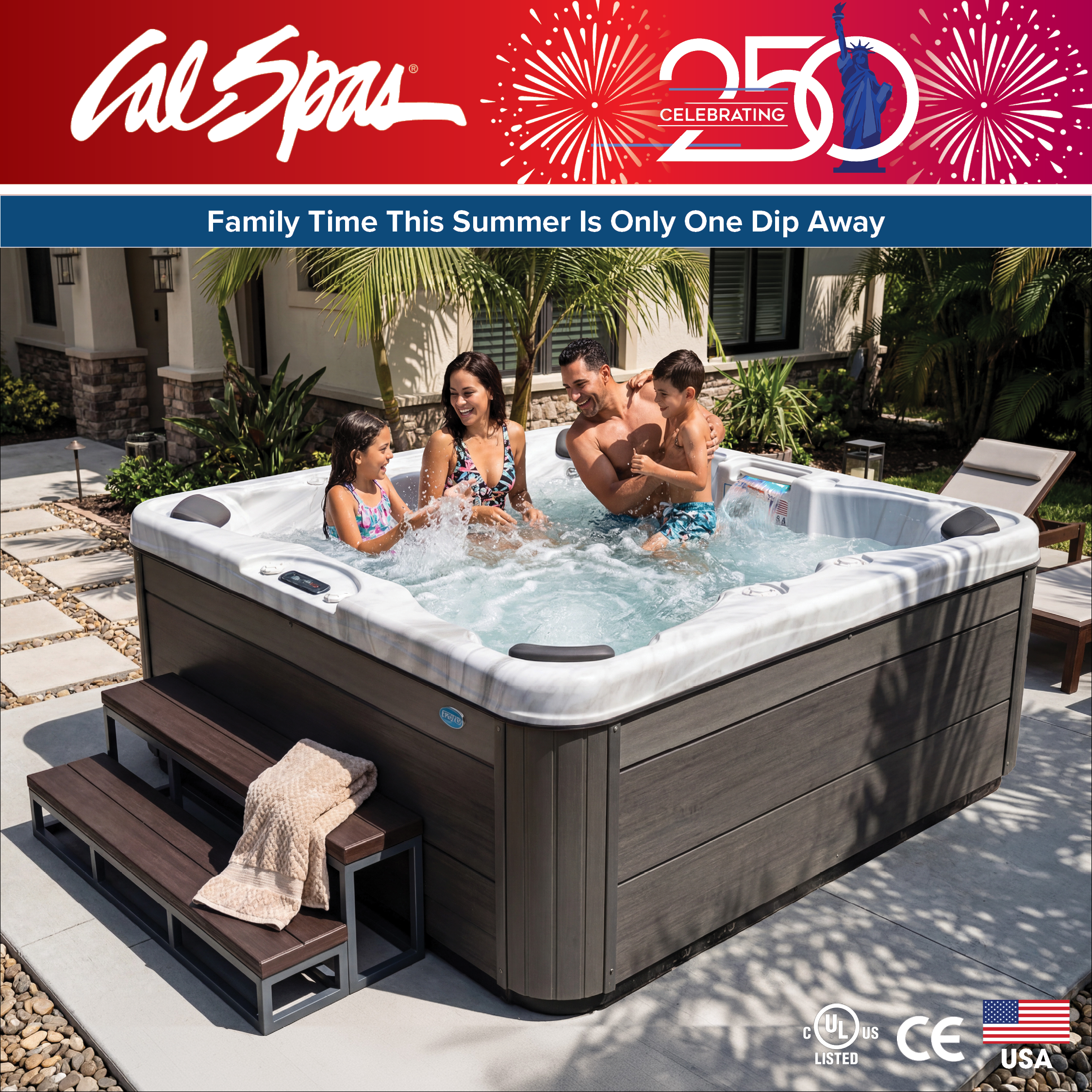 Calspas hot tub being used in a family setting - London
